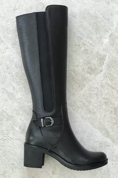 أحذية نسائية من الجلد الأسود الطبيعي مقاس 