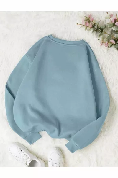 قميص من النوع الثقيل برقبة مستديرة عادي غير مطبوع (ناعم) مقاس واسع