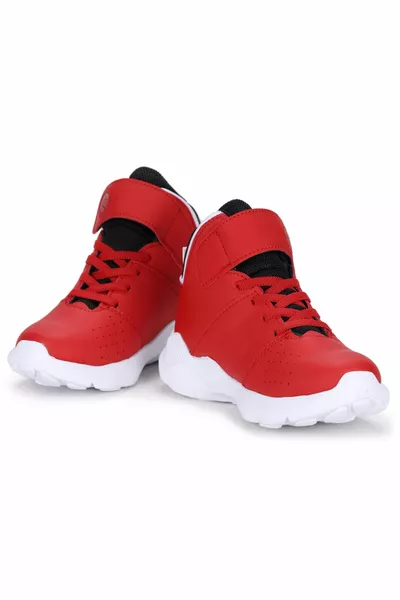 Jungen Mädchen Rot Basketball Schuhe Velcro Leichte Casual Unisex Turnschuhe Rio