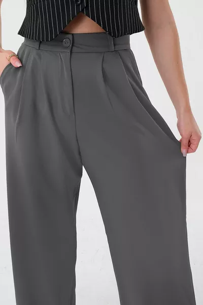 المرأة أنثراسايت عالية الخصر بالازو السراويل