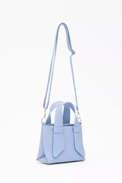 Blue  Faux Leather Single Compartment Double Handle Hand and Cross Shoulder Bag L: W: W:8 cm