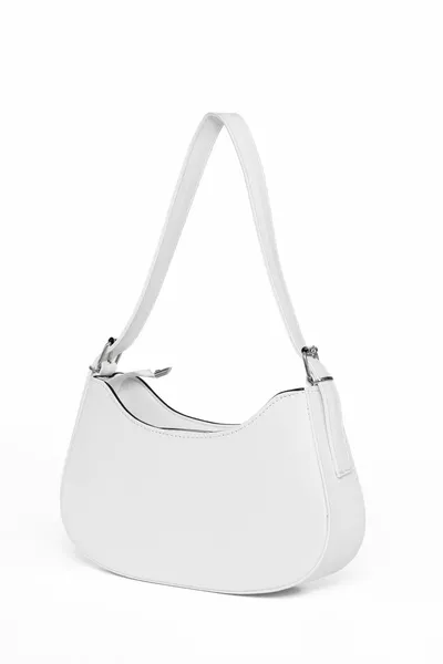Sac baguette ovale blanc doublé pour femme avec yeux à l’intérieur