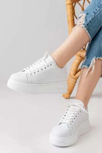 Nerry White Matte Leren Dames Sneakers
