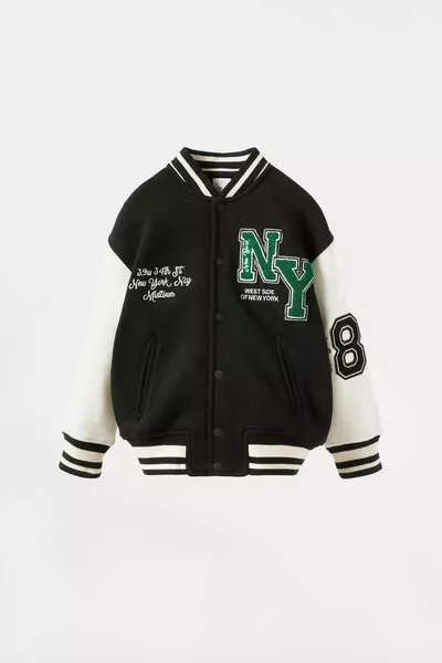 للجنسين على النقيض مفصلة لينة ريشة بومبر سترة نيويورك حروف