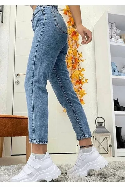 Ngbutika Jeans Mamma Azzurro Lycra Vita Alta Blu Lavaggio Neve Mamma Jeans Extra Elastici