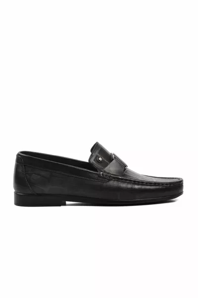  Noir Cuir véritable Mocassins Hommes