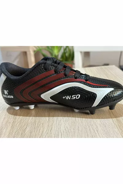 Boys' Gear Lace-Up Football Astroturf Schoenen Zwart & Wit