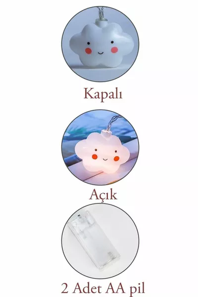 Гирлянда с улыбающимися облаками длиной 1,5 метра с LED-подсветкой для детской комнаты, работающая на батарейках, для украшения праздников