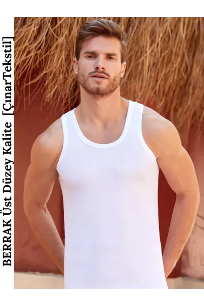 قميص رجالي بدون أكمام ٪ قطن أبيض