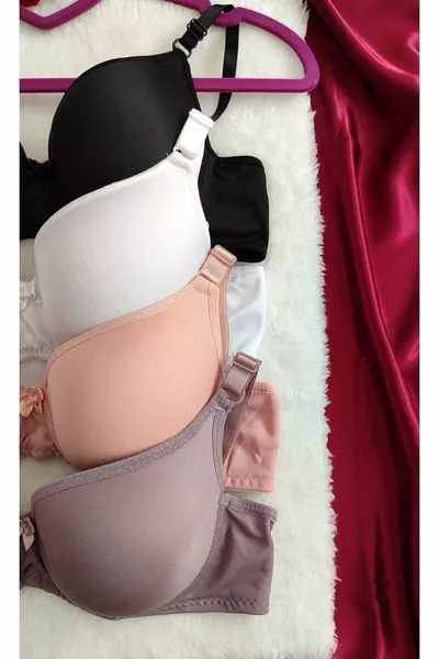 طقم صدرية يومية نسائية 4 قطع بدون حشوة مع سلك