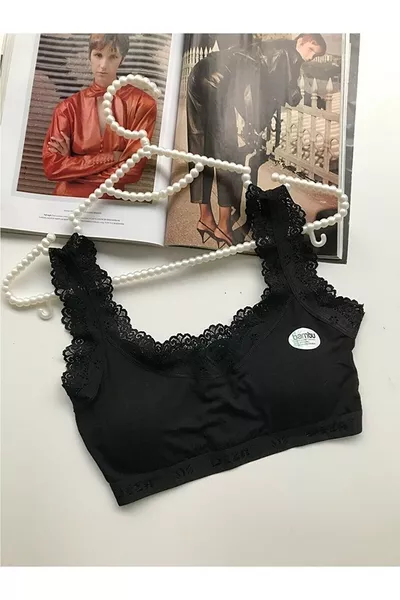 Women's Cotton Bamboo Lace Padded Supportive Comfortable Half Tank Top Large Size Thick Strapped Bra