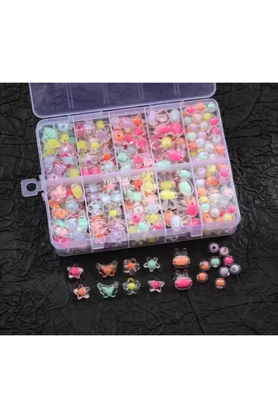 Комплект материали за изработка на бижута с цветни прозрачни мъниста