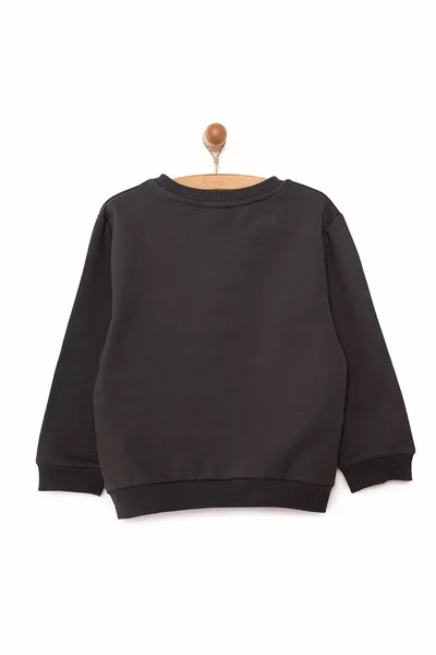 HelloBaby Boys' Sweatshirt with Fleece Lining, Snaps, Crew Neck, Long Sleeve, Dark Gray