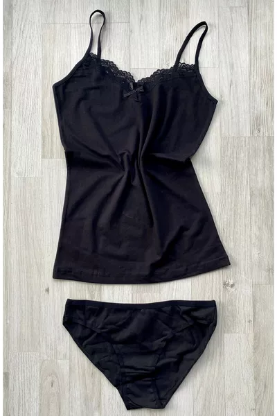 Набор из 6 хлопковых маек и трусов с кружевными бретелями (экрю, черный, лососевый, темно-синий, бордовый, баклажановый, белый, серый)