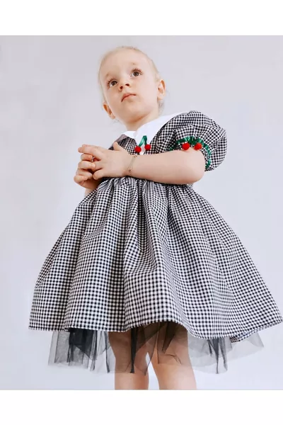 فستان بأكمام بطبعة الكرز والبطيخ