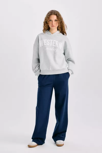 سويت شيرت سميك واسع الحجم بغطاء رأس مطبوع AXNS