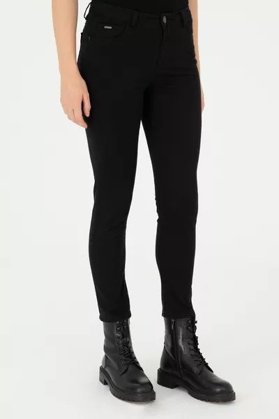 Pantaloni da donna in tela nera 
