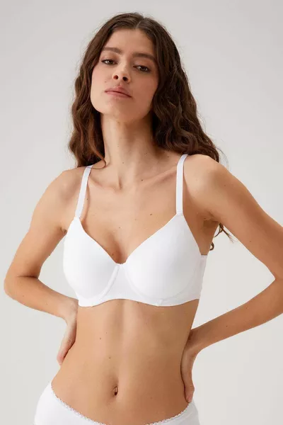 طقم صدرية صغيرة بدون دعم بيضاء مزدوجة -2 برشلونة مع خيار كوب D