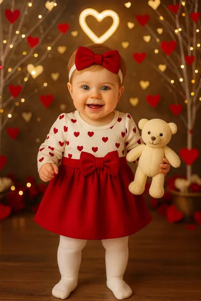 Комплект для девочки: юбка и блузка с сердечками, % хлопок