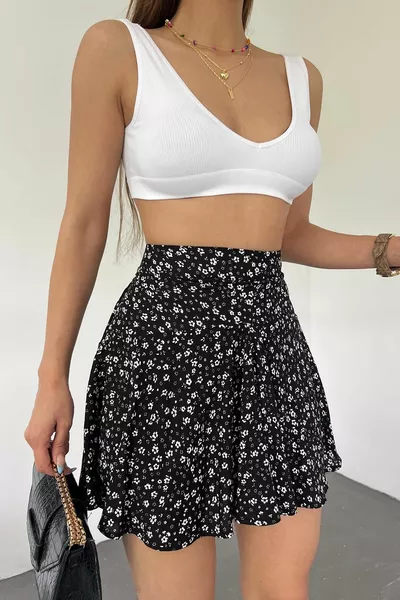 المرأة السوداء Ecru فسكوزي النسيج الصيف السراويل تنورة 