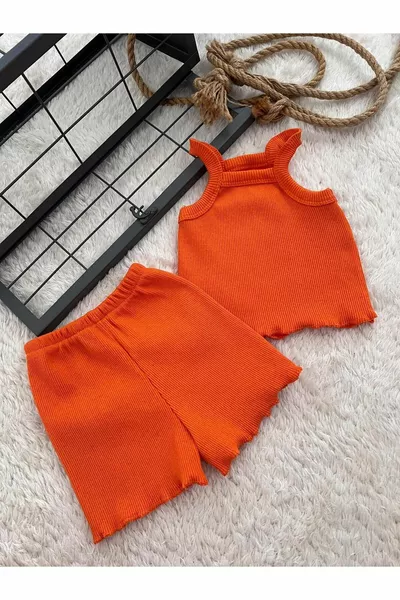ORANGENES BABY RIPPENSTRICK CROP BODY SET