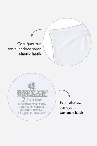 Girls' Cotton Stretch Plain Boxer Shorts 3-Pack White