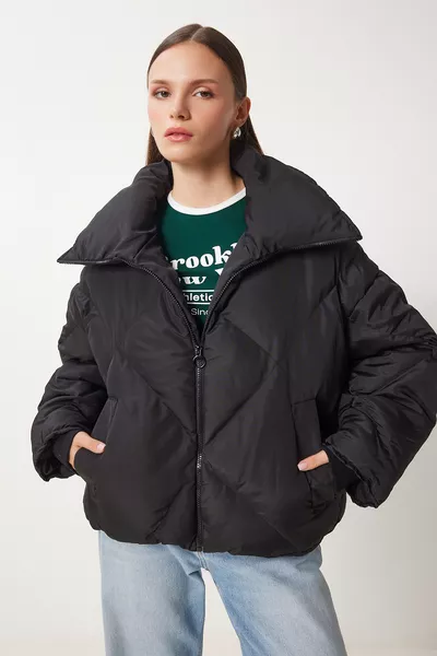 Veste matelassée oversize noire pour femme 