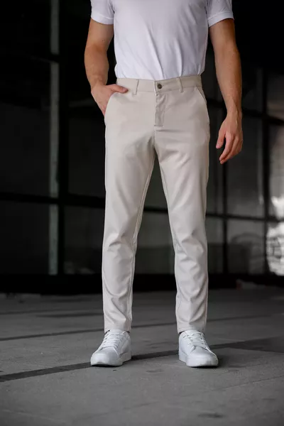 Pantalon en lin beige slim fit pour homme