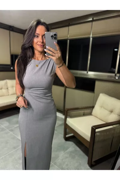 فستان قلم مفصل بالطيّات