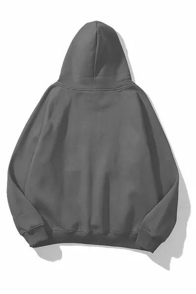 هوديي بغطاء رأس كبير الحجم بلون أنثراسيت بطبعة 'الحمد لله' من 3 خيوط