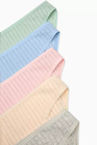 Smooth Katoenen 5-delige Veelkleurige Pointelle Slip