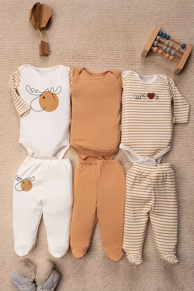 Deer Pattern 6-Piece 3-Piece Baby Outfit Set