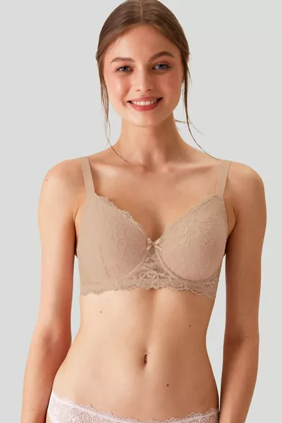 Икономичен пакет от 2 Nude-кафяв  Barcelona Комплект сутиен с дантела с опция за D чаша