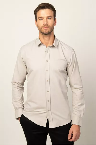 قميص رجالي حديث بقصة ضيقة من القطن سهل الكي بنسيج آرمور