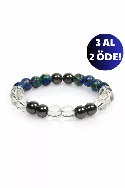 Natural Stone Stress Bracelet |azurite-crystal quartz-hematite| gift Natural Stone | Gift Natural Stone