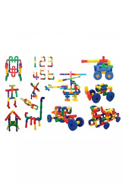 كينغ كيدز لعبة تيوب ليغو بعجلات مع حقيبة قطع