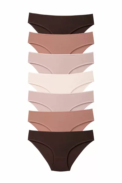 سروال داخلي نسائي قطني مع إيلاستين، عبوة 7 قطع