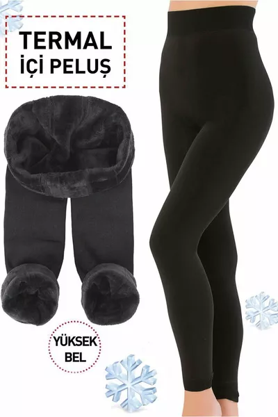 Legging en peluche thermique femme noir