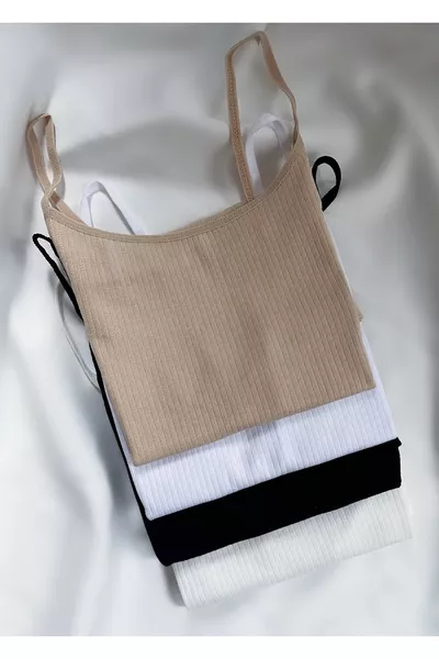 قميص داخلي نسائي من القطن مضلع 4 قطع