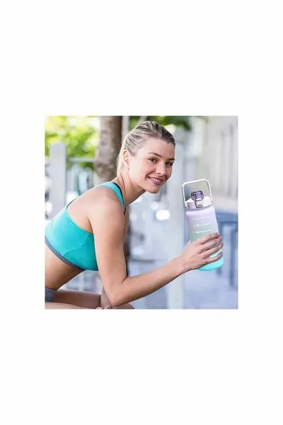 Purple Motivational Water Bottle 2L Tritan Gym Water Bottle BPA Free (Sticker Gift)
