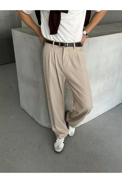 Herren Plissierte Baggy-Hose aus Stoff