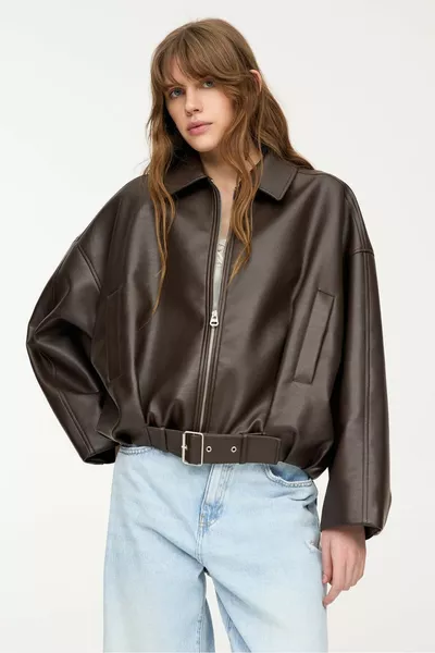 PB Viral Oversize Bomber Women's Leather Jacket