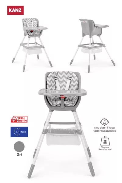 كرسي طعام للأطفال سيول بسلة رمادي