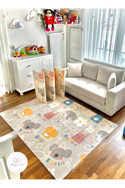 سجادة لعب قابلة للطي من الجانبين للحيوانات السعيدة سم