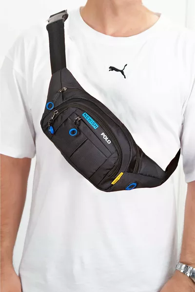 Casque Noir Unisexe Étanche Sac Banane de Sport à Bandoulière Croisée pour Épaule Sac de Ville pour Marche Quotidienne en Plein Air