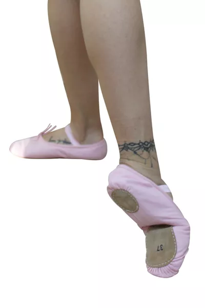 Rosa Stoff-Ballettschuhe mit Doppelsohle aus Canvas