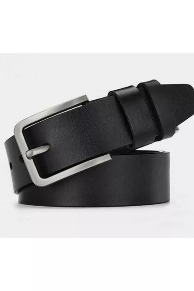 Men's Black Faux Leather Jeans Belt