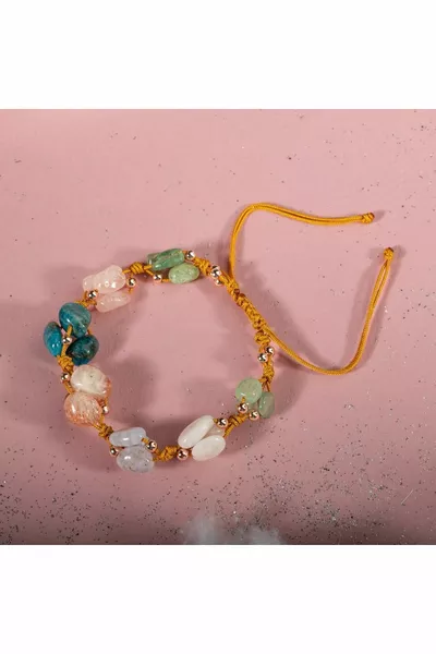 Ikizler Burcu Doğal Taş Natürel Makrome Bileklik
