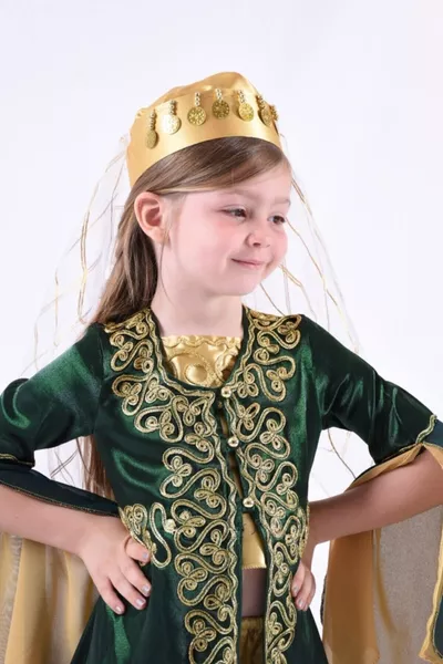 Child's Cap with Veil, Embroidered with Gold Sequins