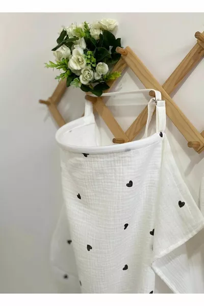 % Cotton 2-Layer Muslin Black Heart Nursing Apron with Boning